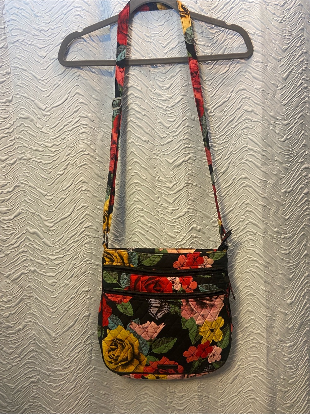 Vera Bradley Black Multi Floral Quilted Crossbody